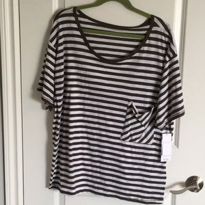 Olive Green Stripe Pocket Tee